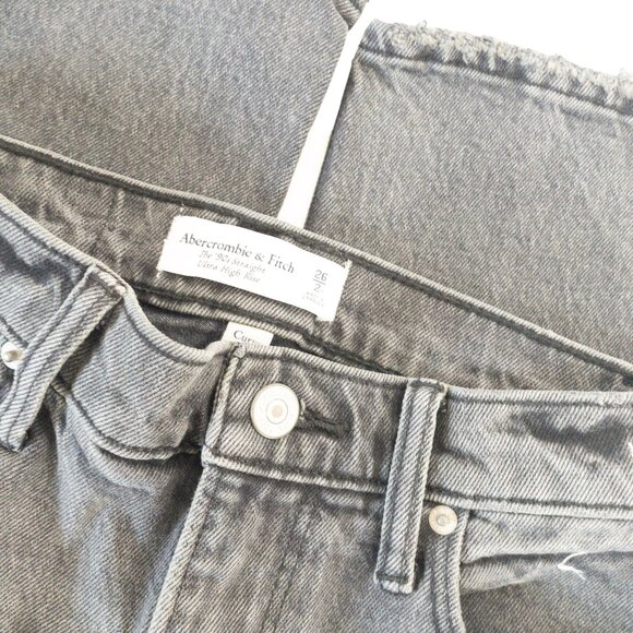 Abercrombie & Fitch Black 90's Straight Ultra High Waist Denim SZ 26 - Picture 10 of 10